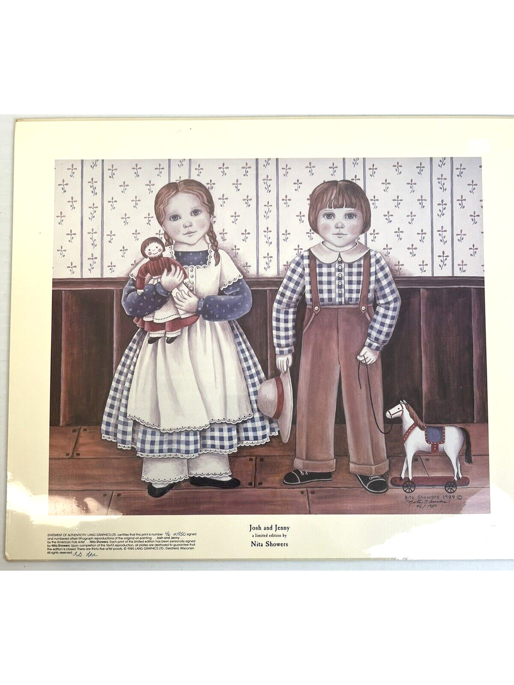 Josh and Jenny Folk Art Print Children Nita Showers Signed Numbered Lang Graphic
